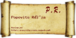 Popovits Róza névjegykártya